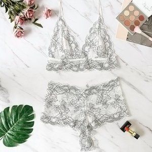 Floral Print Lace Lingerie